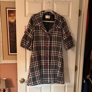 Renee C. Gray and Cream Plaid Lightweight Coat